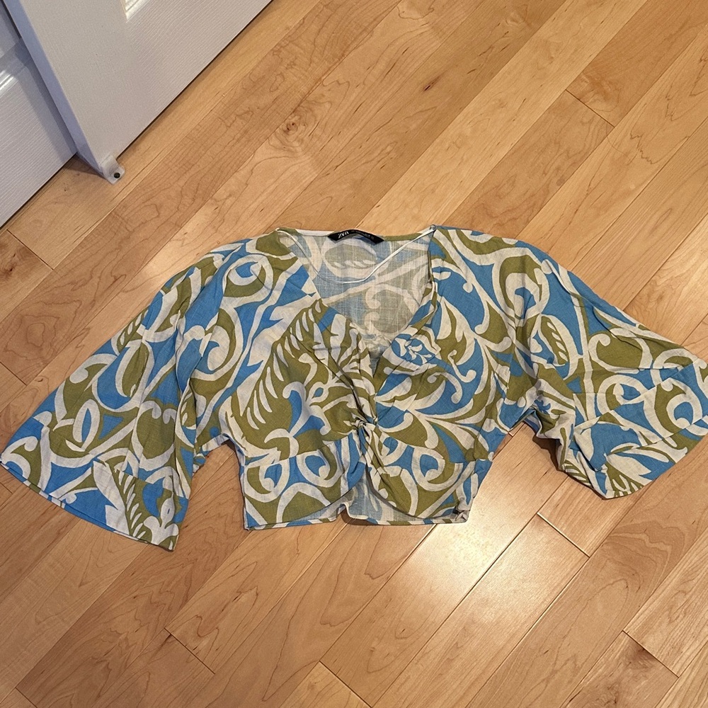 Zara Blue and Green Women's Top